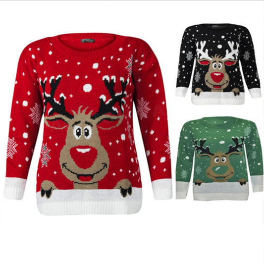 Weihnachts-Pullover Damen Weich Fröhlich Rentier Design - IdealeKleiden