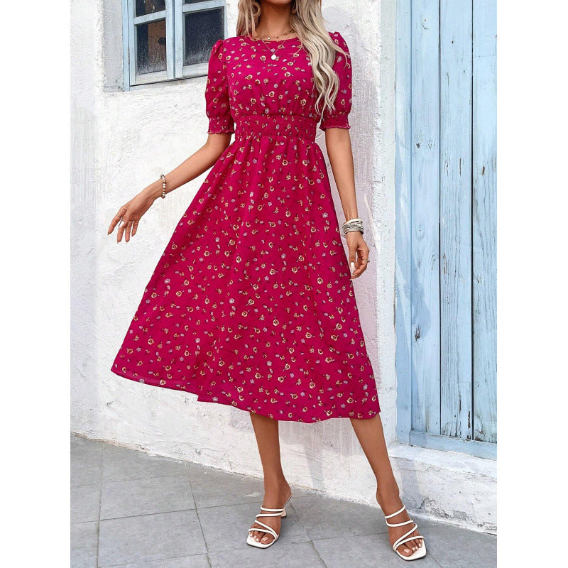 Robe d'été motif floral taille empire pour femme