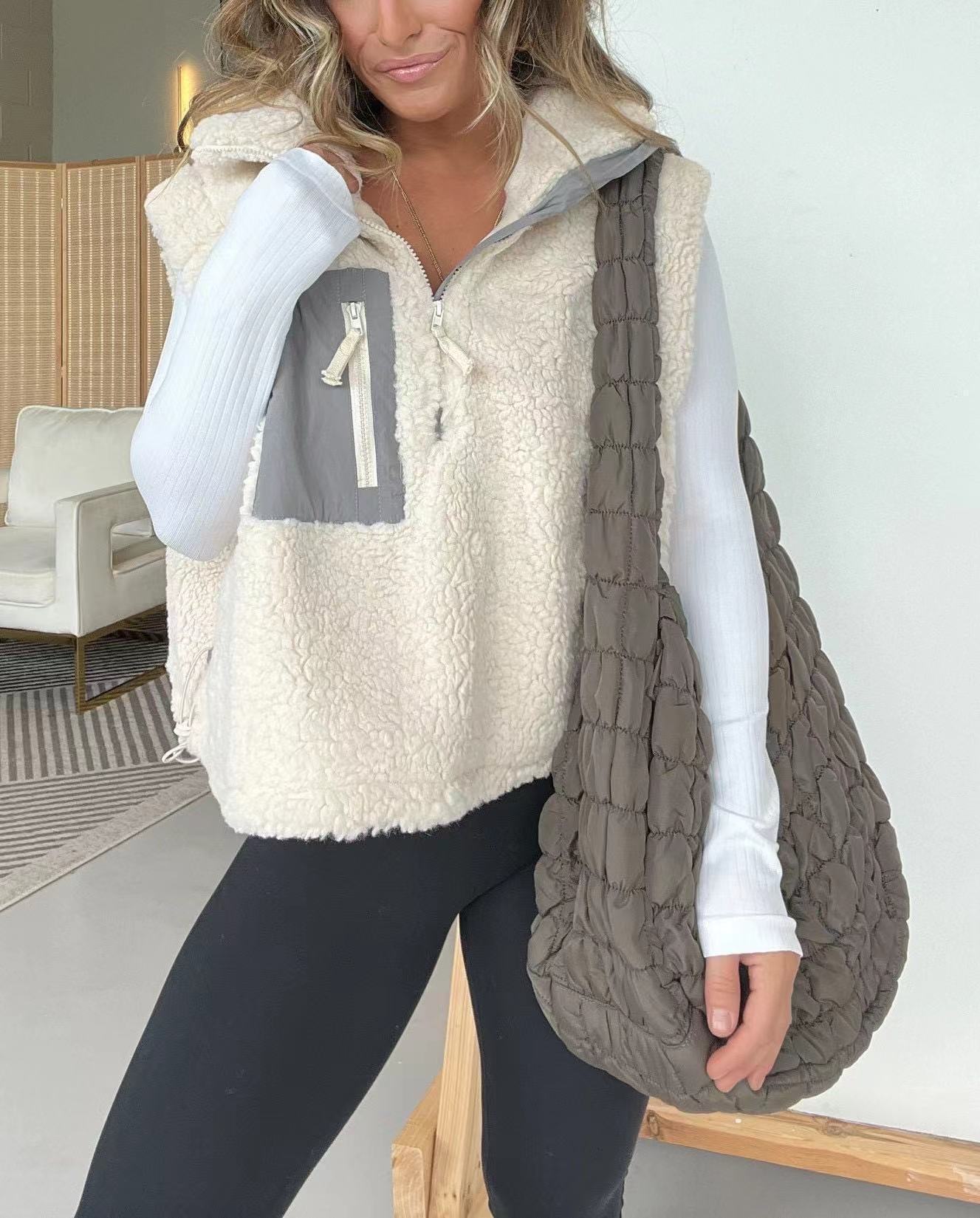 Gilet polaire femme Doux et chaud avec fermeture éclair