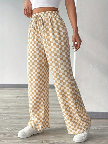 Pantalon Confort Carreaux Femme Taille Élastiquée