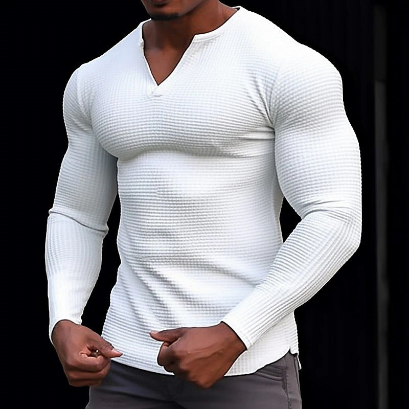 Herren Langarmshirt Strukturiert Elegant - IdealeKleiden