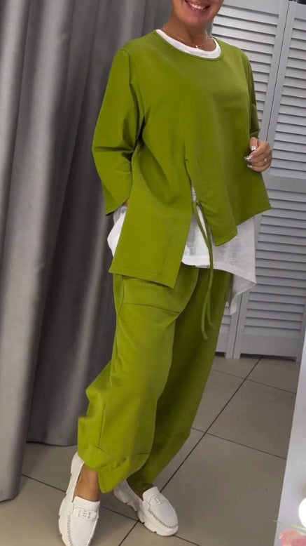 Ensemble deux pièces femme décontracté asymétrique tendance
