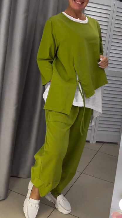 Ensemble deux pièces femme décontracté asymétrique tendance