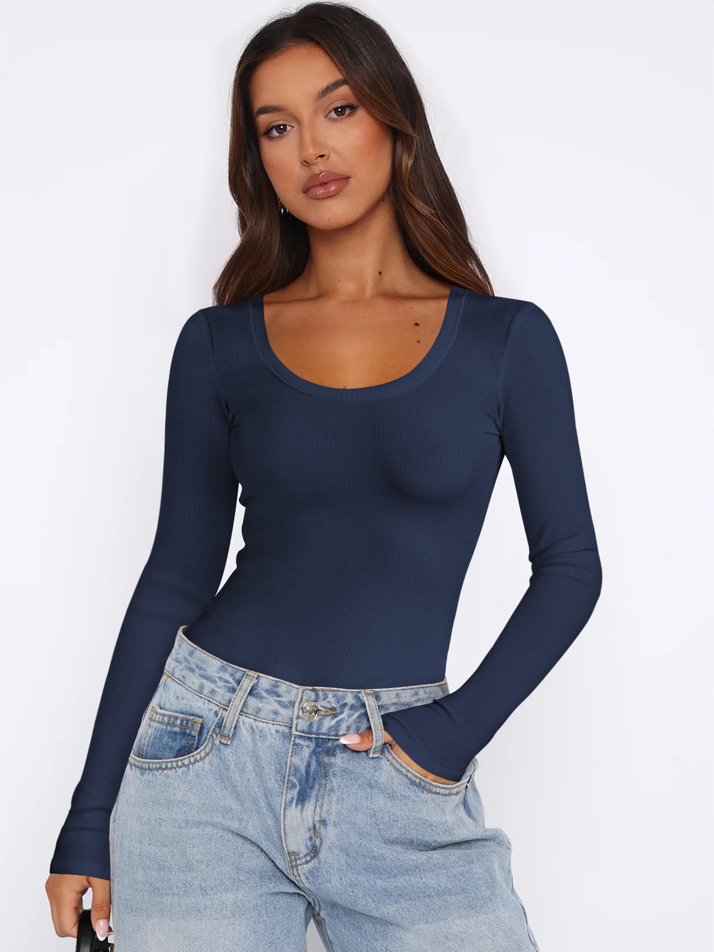 Haut à manches longues élégant pour femme, style moderne