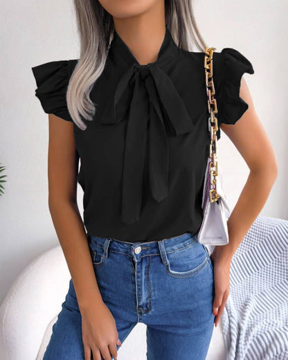 Chemisier femme volants chic nœud design