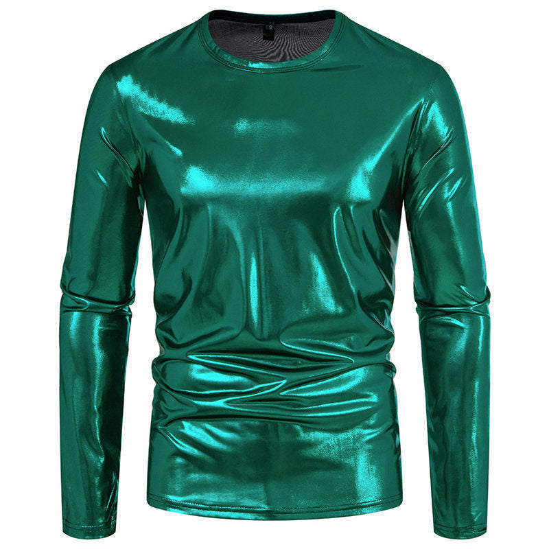 T-shirt à manches longues pour homme Coton stretch brillant