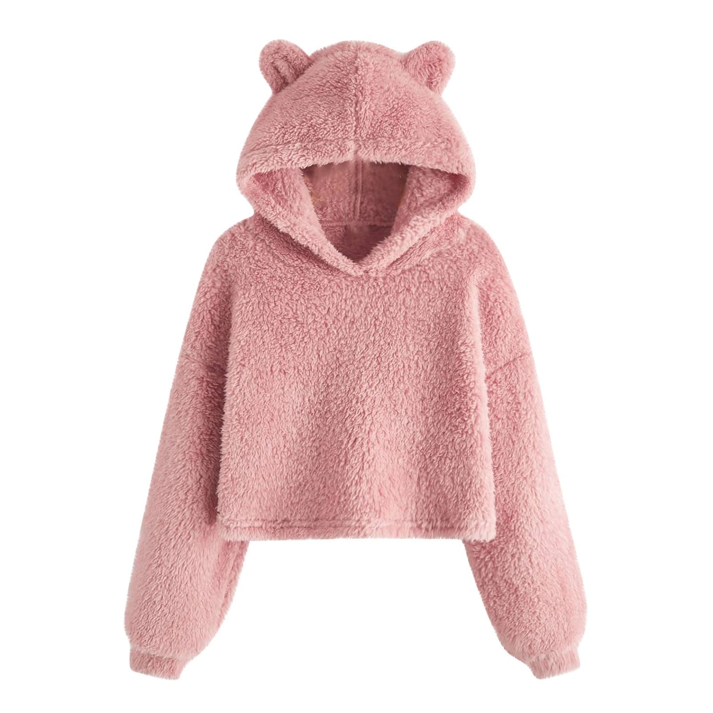 Sweat à capuche doux pour femme avec oreilles d'ours