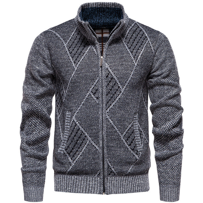 Cardigan homme moderne tricot torsadé col montant
