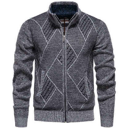 Cardigan homme moderne tricot torsadé col montant