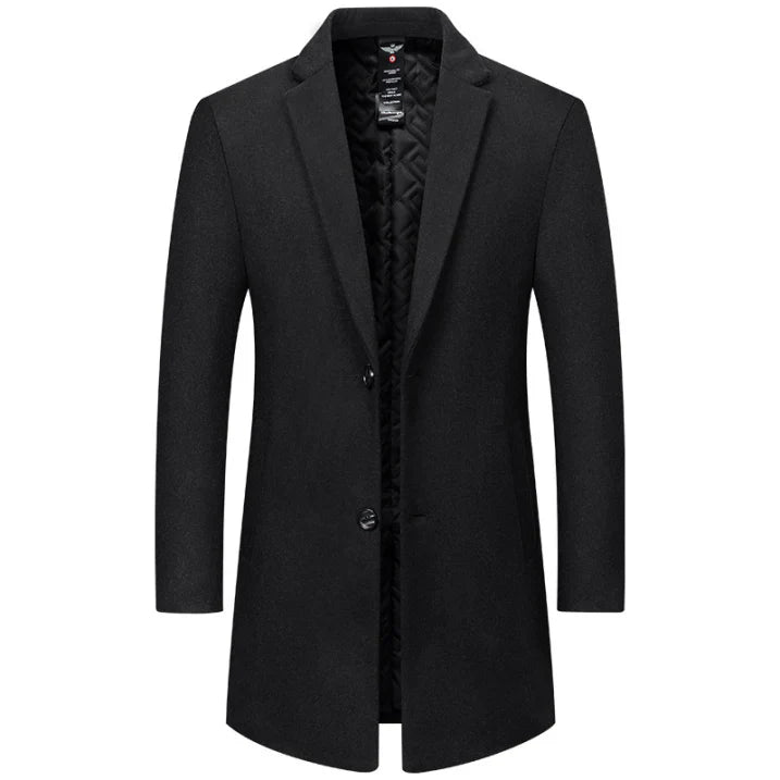 Manteau d'hiver long noir pour homme Coupe élégante