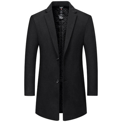 Manteau d'hiver long noir pour homme Coupe élégante