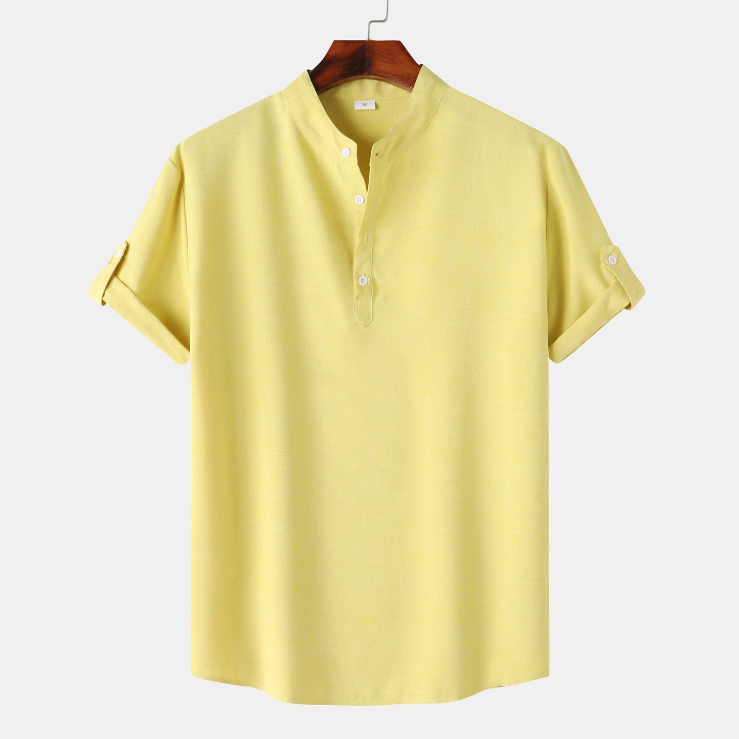 Chemise à manches courtes pour homme, style Henley moderne