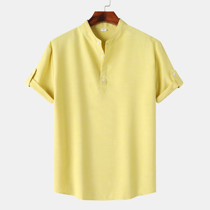 Chemise à manches courtes pour homme, style Henley moderne