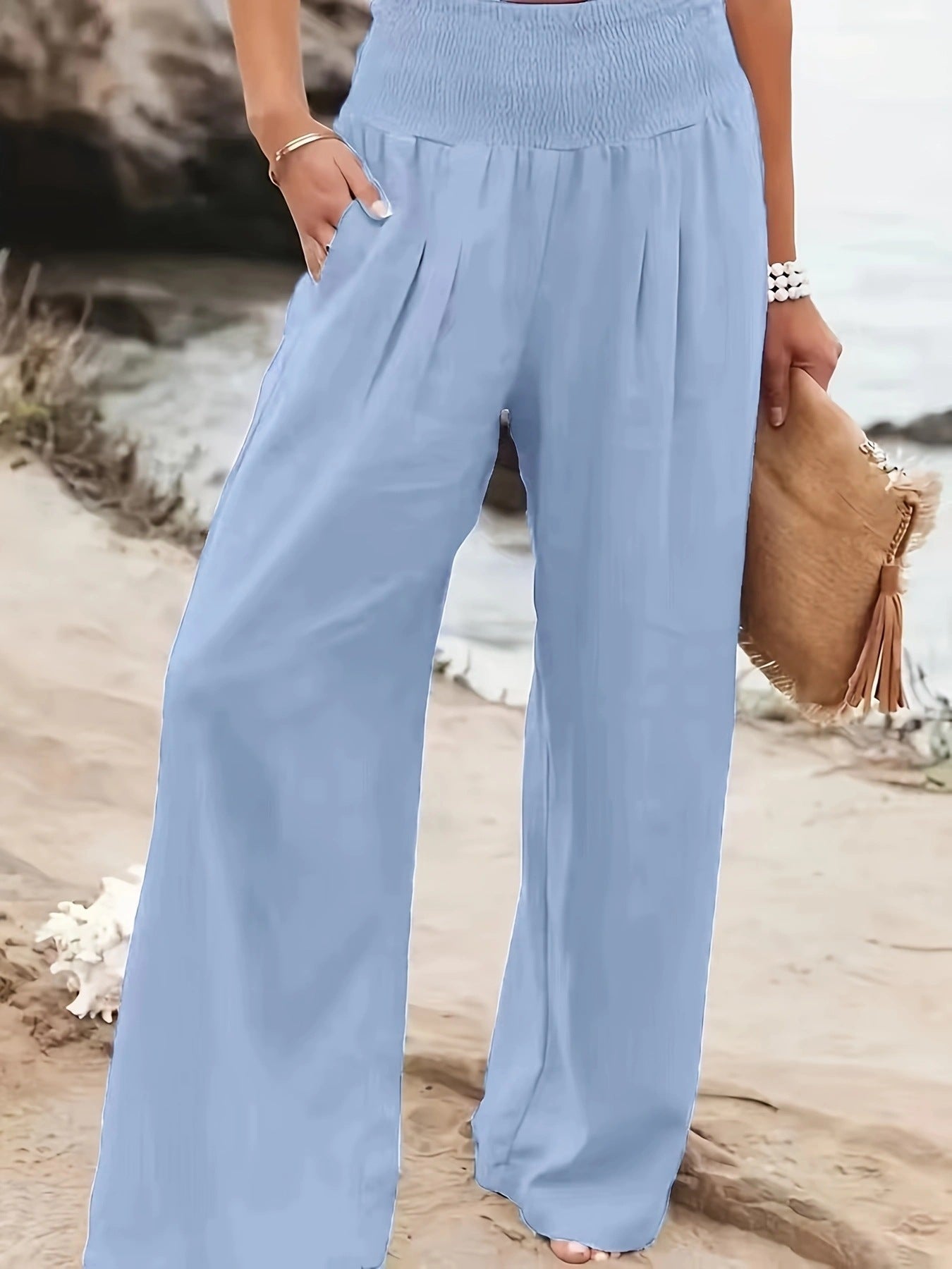 Pantalon ample en lin pour femme effet jupe-culotte