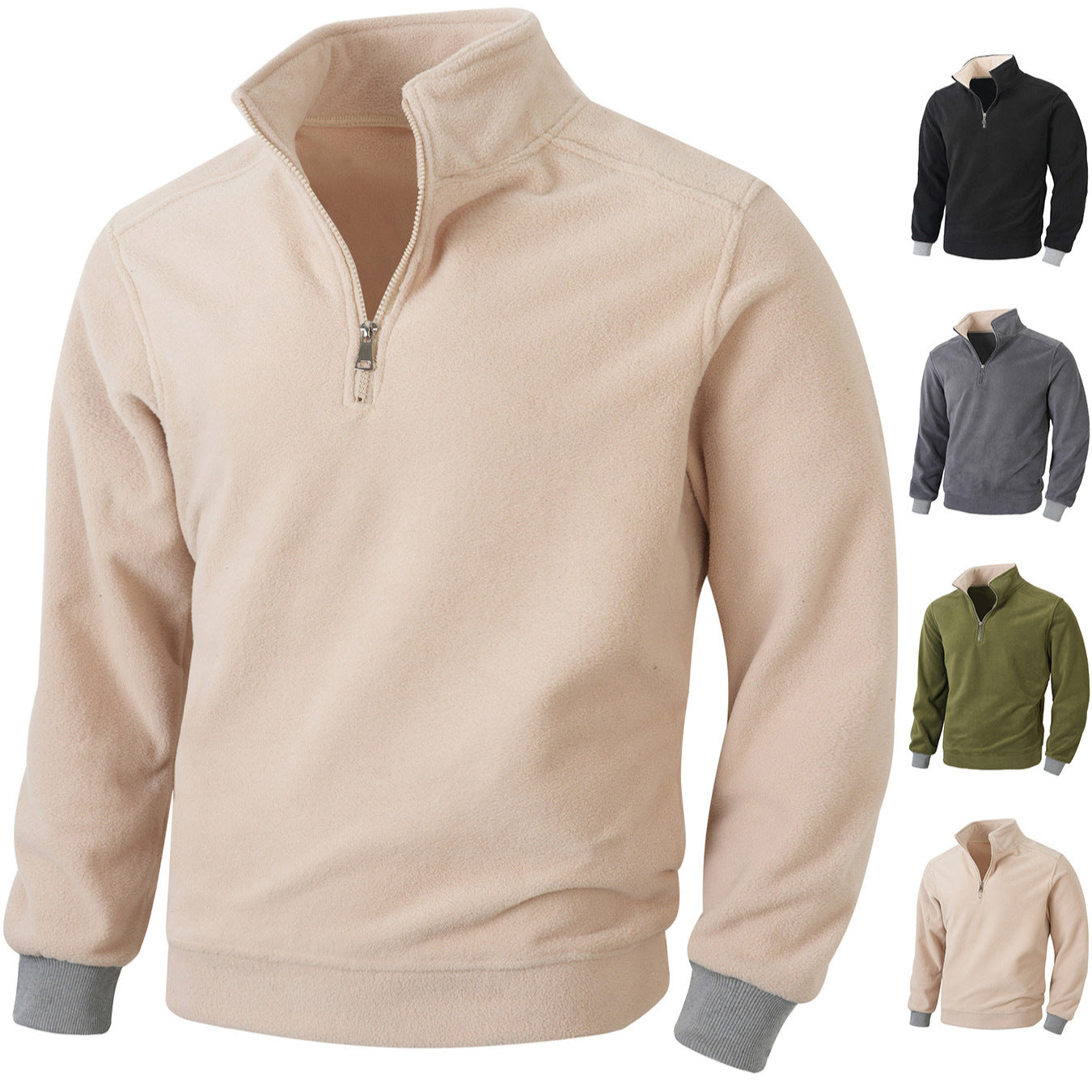 Herren Fleece Jacke Warm Halblang - IdealeKleiden