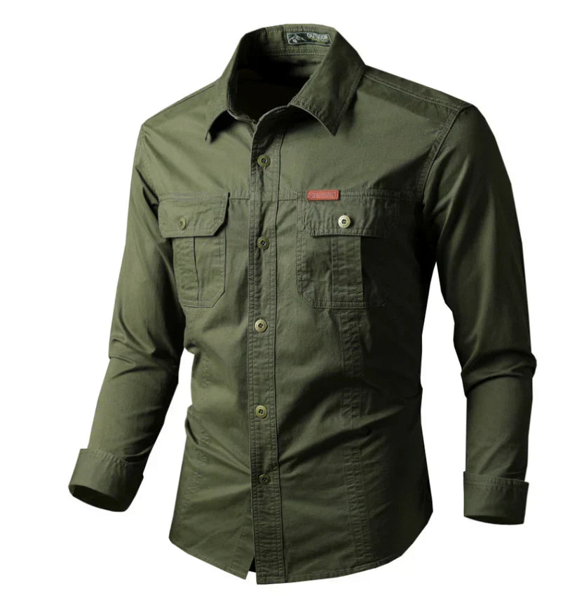Chemise d'extérieur à manches longues avec poches poitrine fonctionnelles