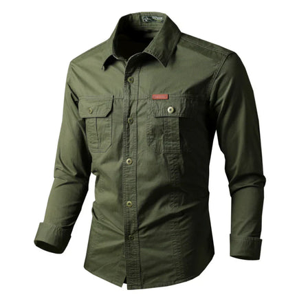 Chemise d'extérieur à manches longues avec poches poitrine fonctionnelles