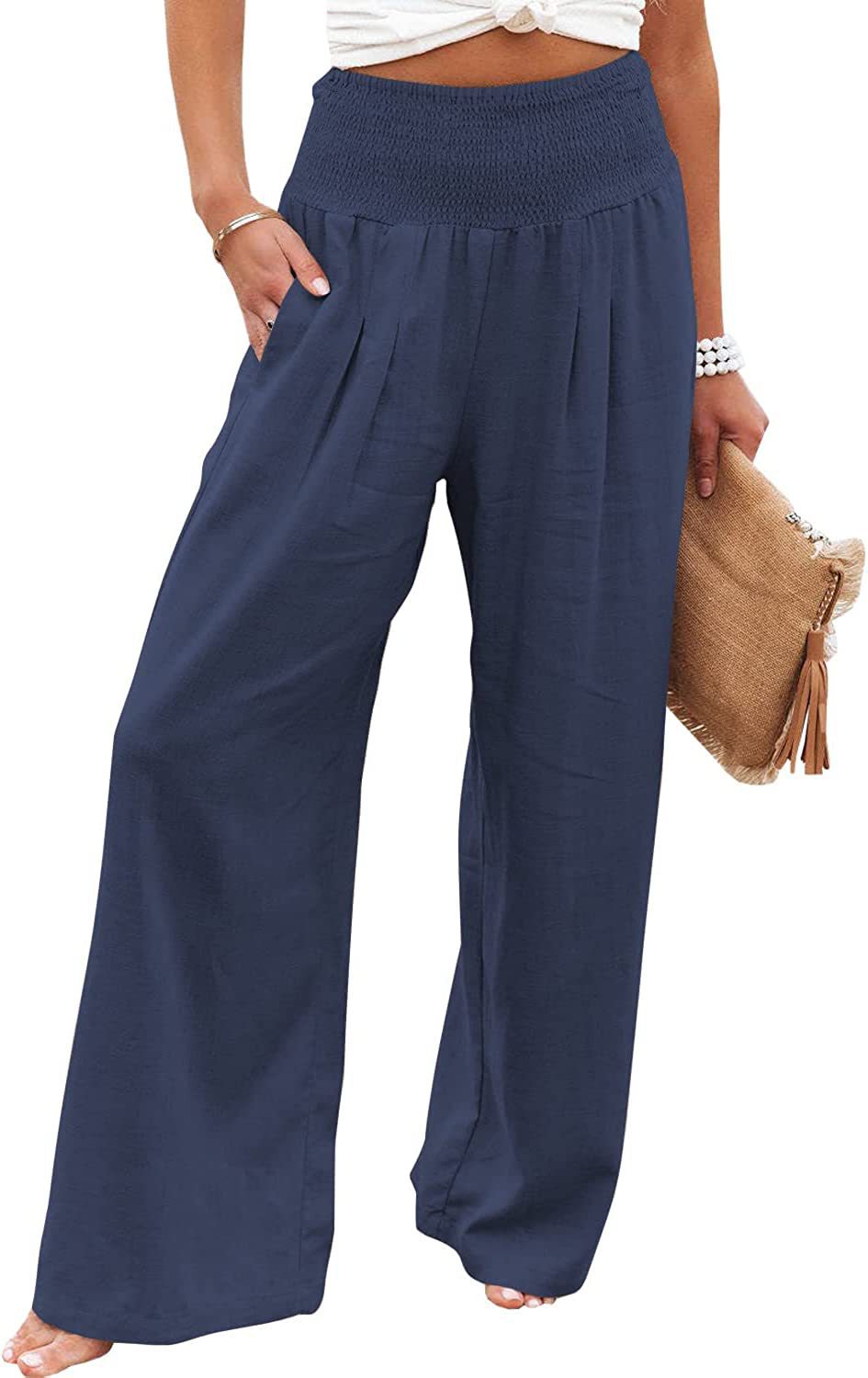 Pantalon en lin pour femme Confortable Coupe ample Type de pantalon d'été