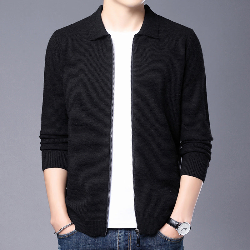 Cardigan élégant en laine slim fit avec fermeture éclair