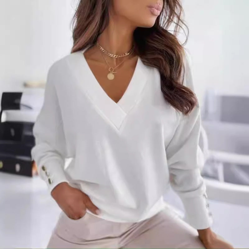 Pull col V femme Chic Boutons Design élégant