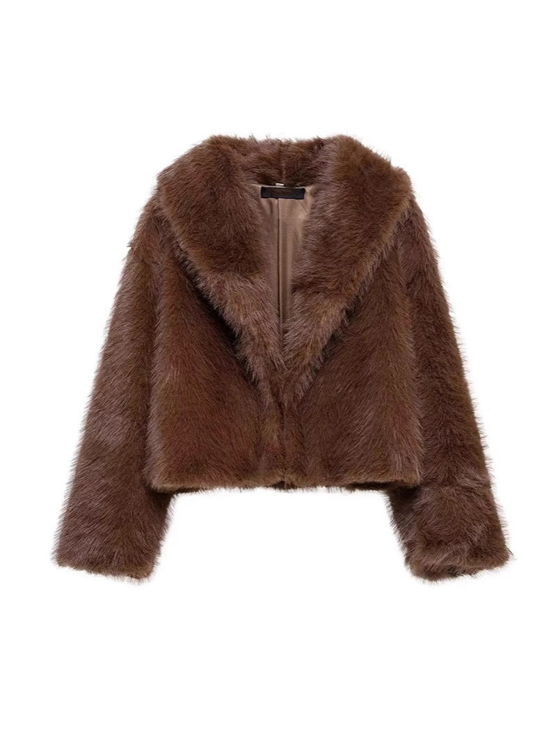 Femme Veste élégante en fausse fourrure Tendance Élégante