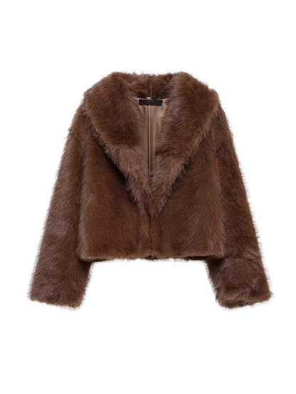Femme Veste élégante en fausse fourrure Tendance Élégante