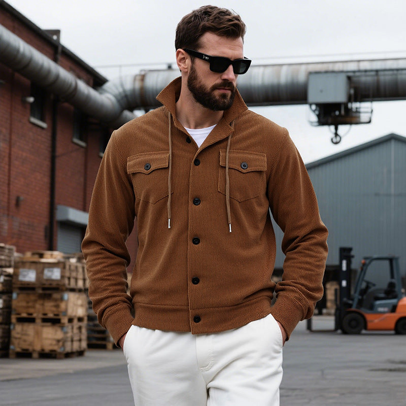 Cardigan homme décontracté moderne col montant