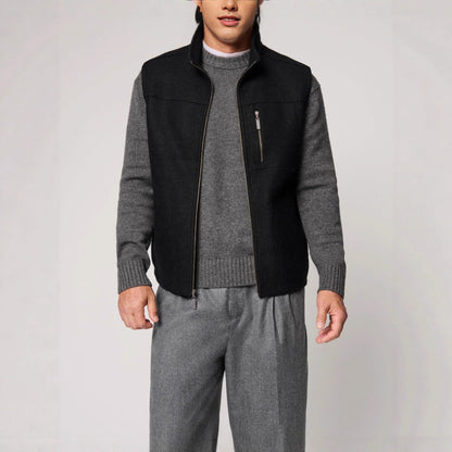 Herren Schurwollweste Warm Elegant Knopfverschluss - IdealeKleiden