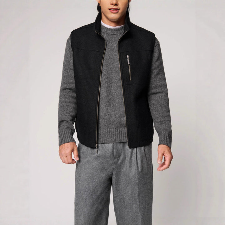 Herren Schurwollweste Warm Elegant Knopfverschluss - IdealeKleiden