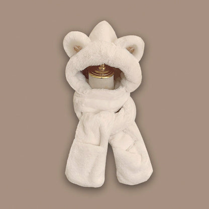 Écharpe en peluche pour femmes, capuche, protège-oreilles, chaude