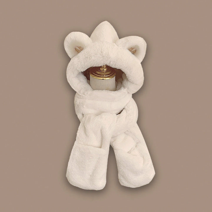Écharpe en peluche pour femmes, capuche, protège-oreilles, chaude