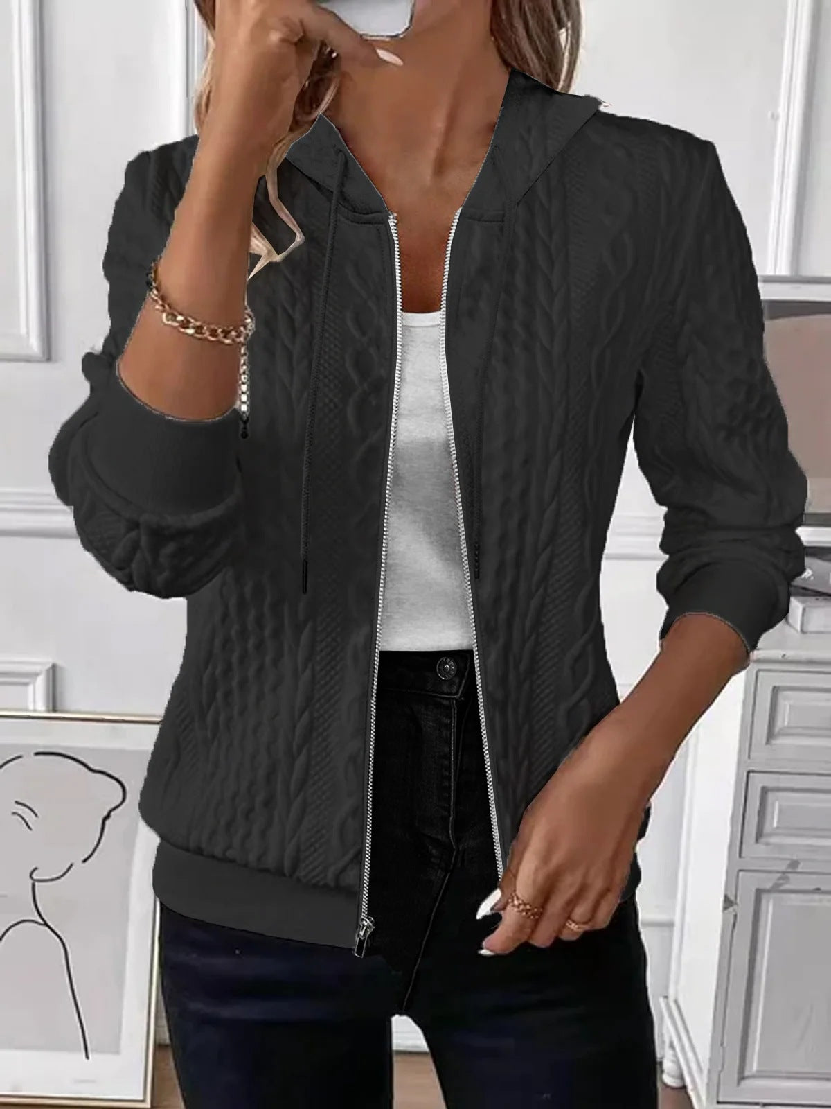 Cardigan femme Capuche Chaud Élégant