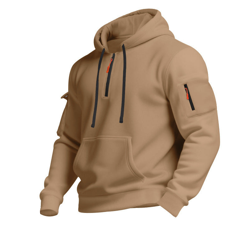 Sweat-shirt sport homme capuche fermeture éclair poches
