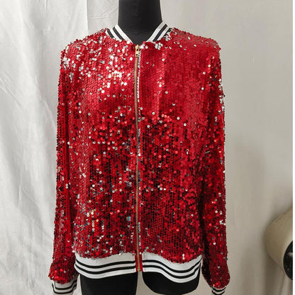 Blouson bombardier femme glamour à sequins élégant