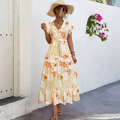 Robe longue d'été pour femme, imprimé floral, élégante