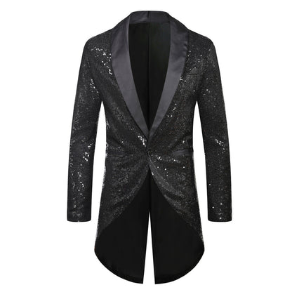 Blazer de costume pour homme, effet pailleté, élégant, col châle