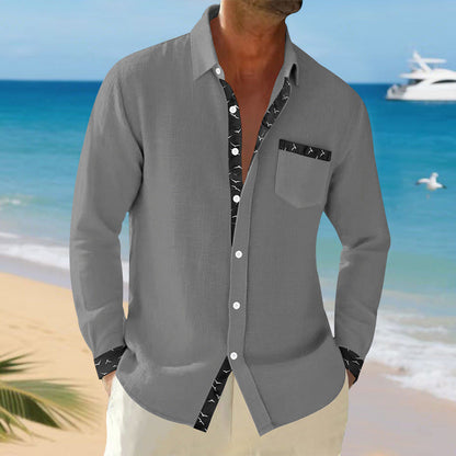 Chemise homme manches longues élégante col poche poitrine