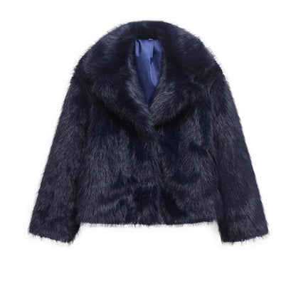 Blazer long en fausse fourrure élégant pour femmes