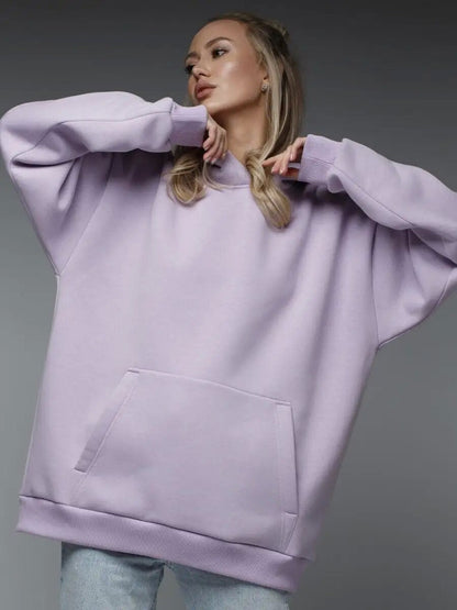 Grand Sweat à Capuche Doux et Moelleux pour Femmes avec Poche Kangourou
