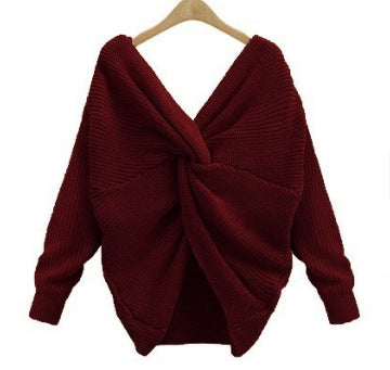 Pull en maille élégant col V femme
