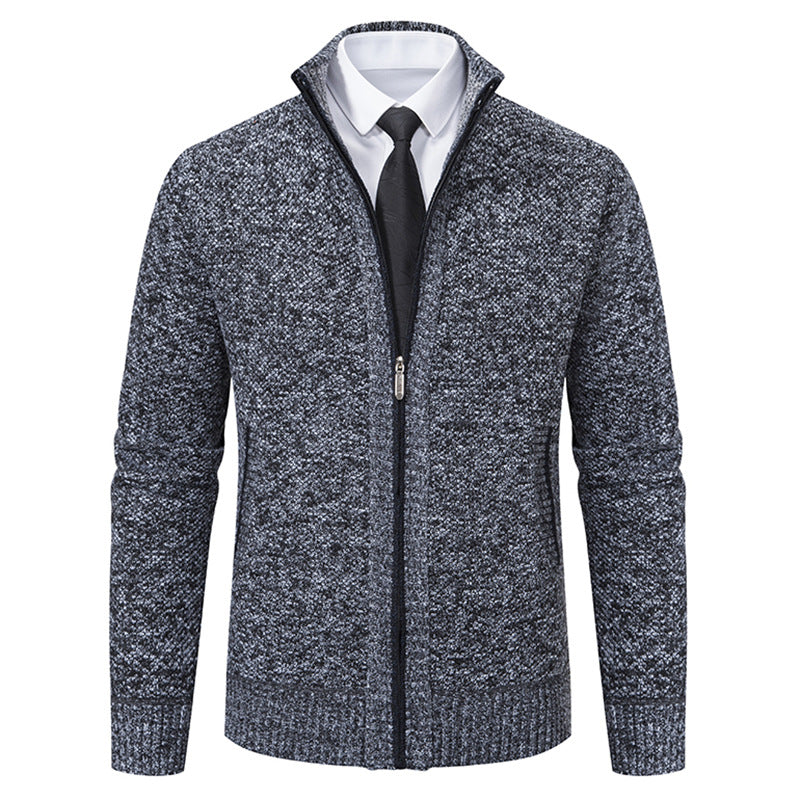 Cardigan Homme Élégant Col Montant Fermeture Éclair