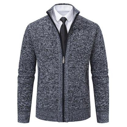 Cardigan Homme Élégant Col Montant Fermeture Éclair