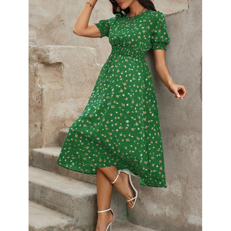 Robe d'été motif floral taille empire pour femme