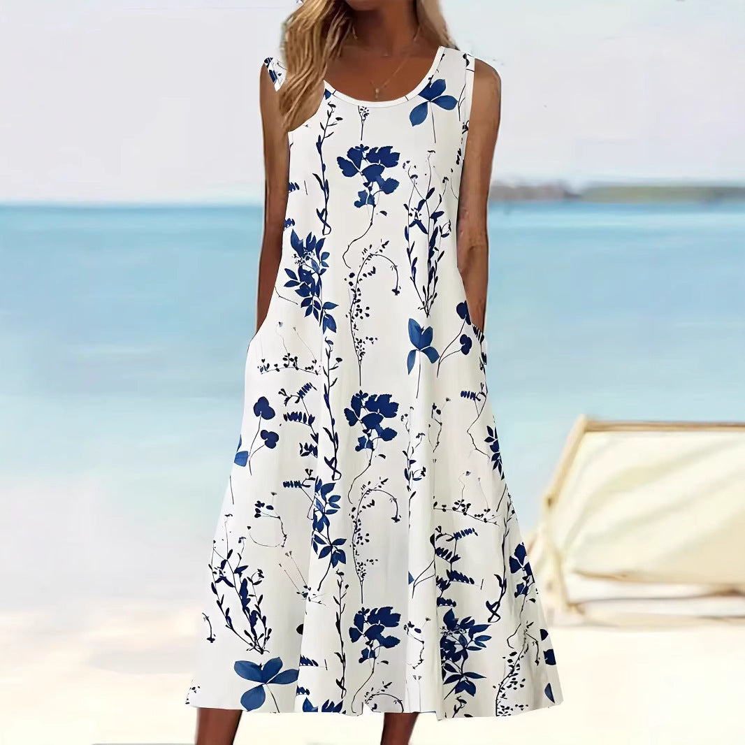 Robe d'été femme motif floral élégante légère