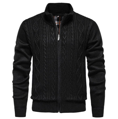 Herren Strickjacke Hochkragen Reißverschluss Sportlich - IdealeKleiden