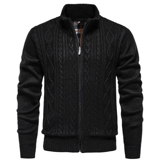 Herren Strickjacke Hochkragen Reißverschluss Sportlich - IdealeKleiden