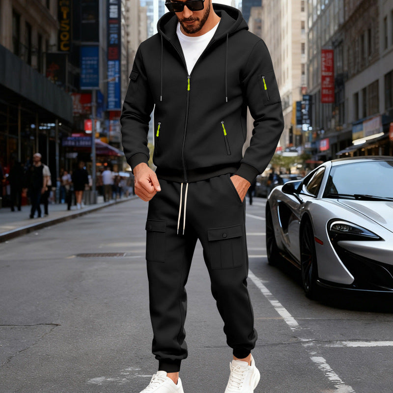 Survêtement de jogging pour homme, sportif, à capuche, avec poches