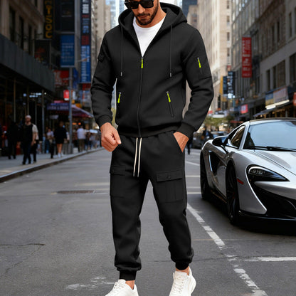 Survêtement de jogging pour homme, sportif, à capuche, avec poches