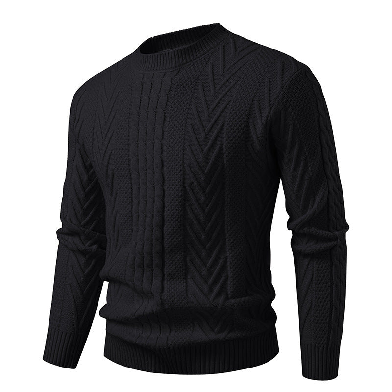Pull en grosse maille torsadée à col rond pour homme