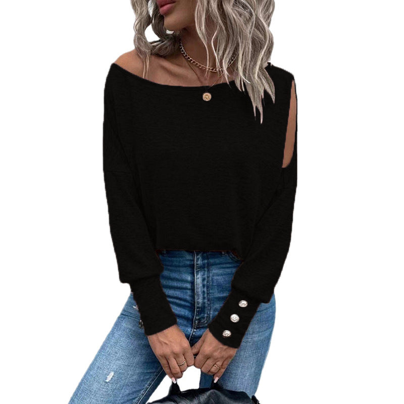 Top femme épaules dénudées à boutons Design élégant